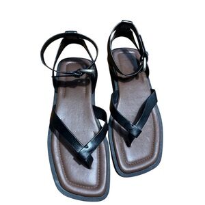 Vince Samuela Ankle Strap Black and Brown Leather Sandals Size 8.5